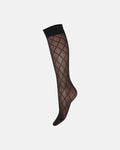 DECOY Strømpe Kneehigh Check Lurex 25 Denier Sort