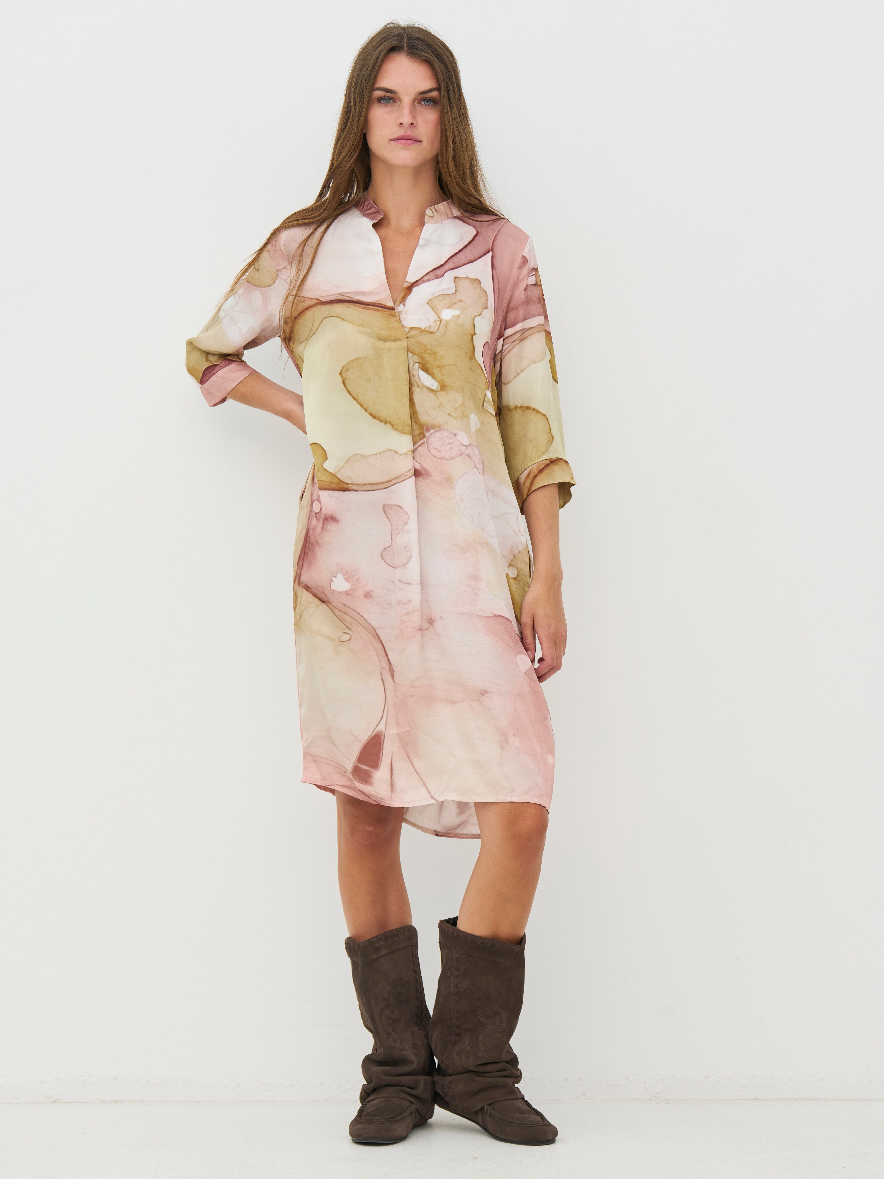 Nü Denmark Cilje Tunika Kjole Print Rosa