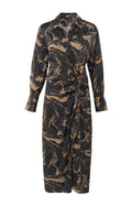 YAYA Kjole Midi V Neck Phantom Sort Print