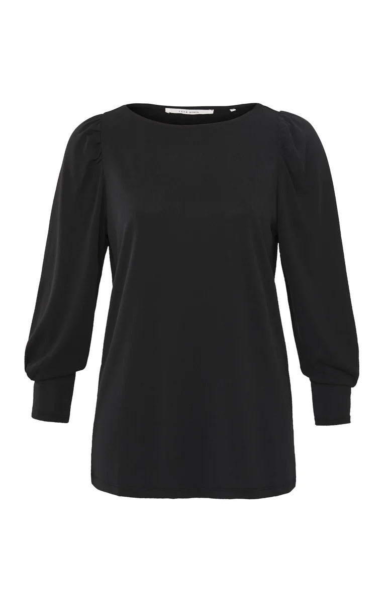 YAYA Top m 7/8 puff Ørmer Anthracite Grå