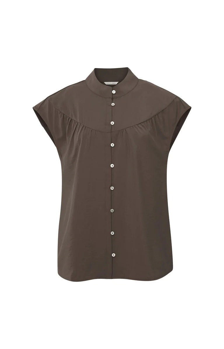 YAYA Bluse m knapper Chocolate Martini Brun