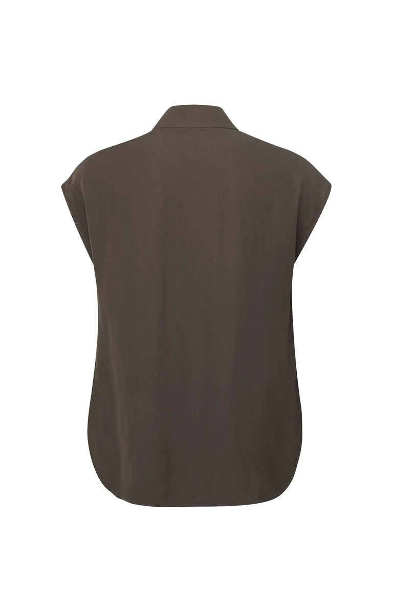 YAYA Bluse m knapper Chocolate Martini Brun