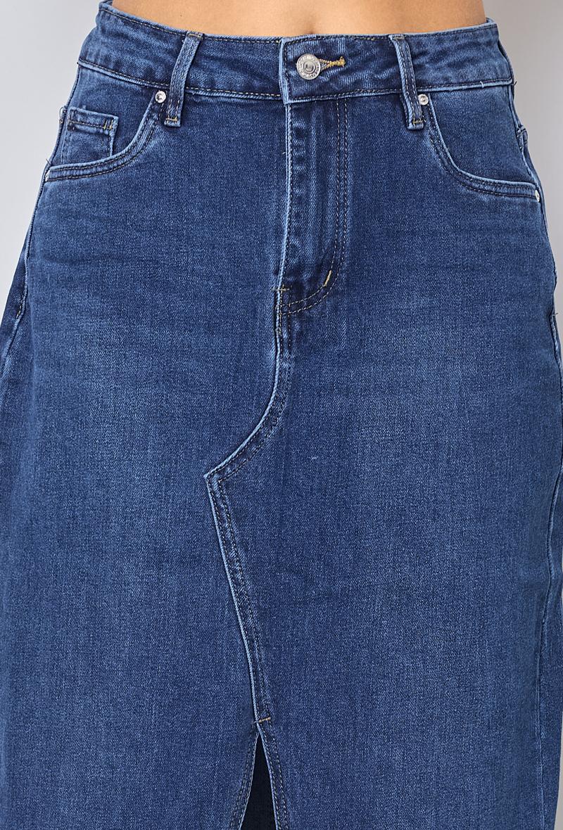Jewelly Eve Nederdel Lang Denim Blå