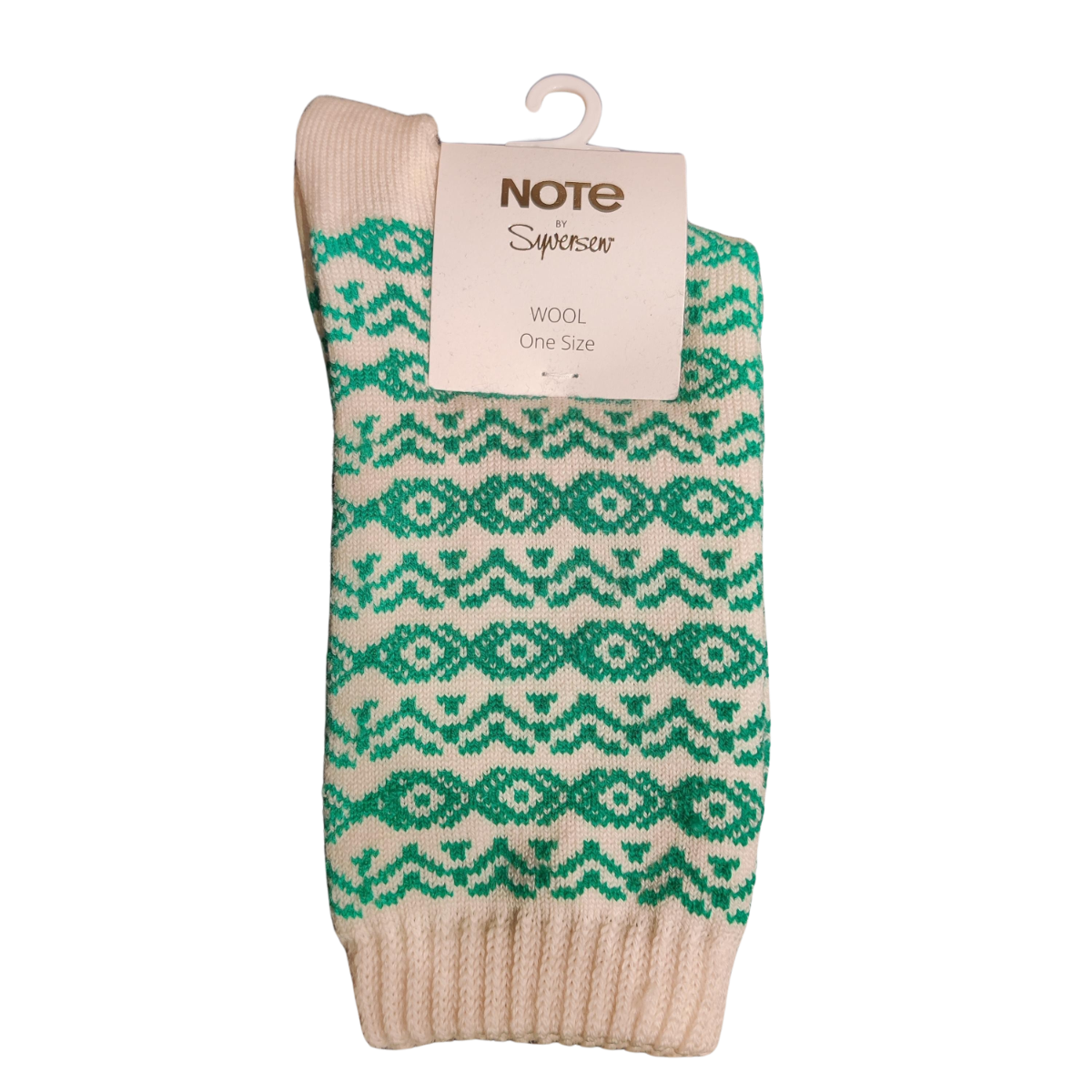 NOTE Uld Sokker Off White Lys Grøn