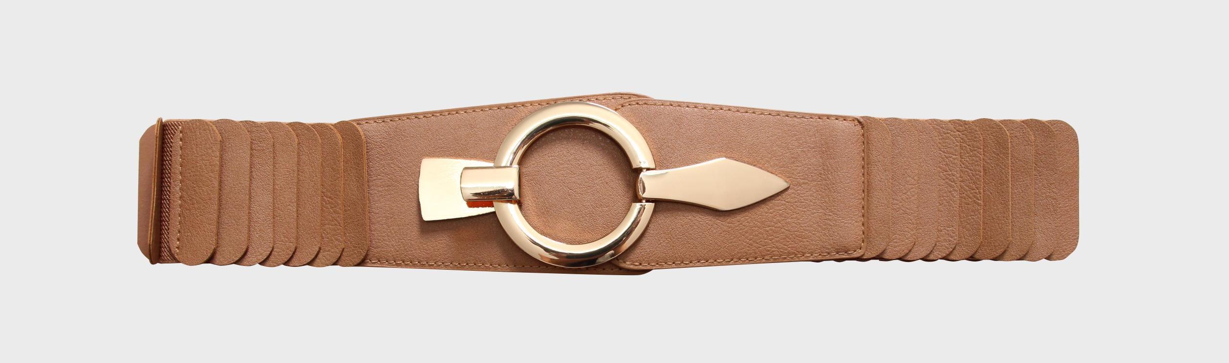 Löwenstein Elastikbælte Camel Brun M Rund Guldspænde