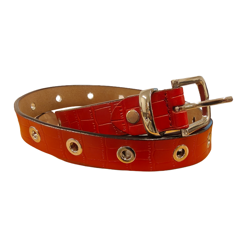 Löwenstein Bælte Skind Croco 25mm Rød Stål