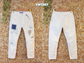 Sexy Women Jeans Patch Heart Studs Hvid