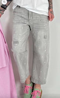 Sexy Women Jeans Destroy Nitter Grå