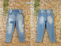 Sexy Woman Jeans Wash Patch Destroy Blå