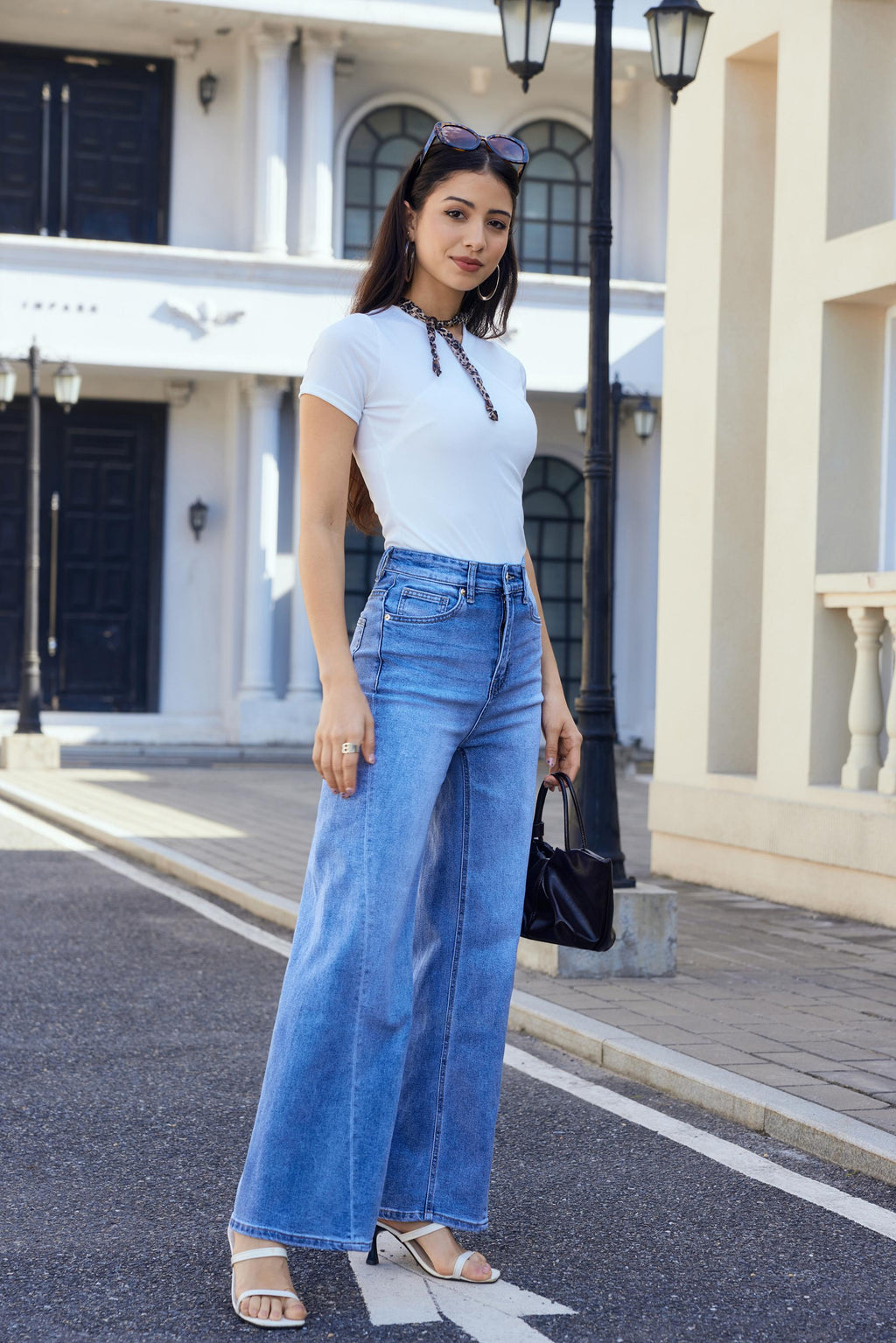 JEWELLY MARE Jeans Lynlås Wide Legs Denim Blå