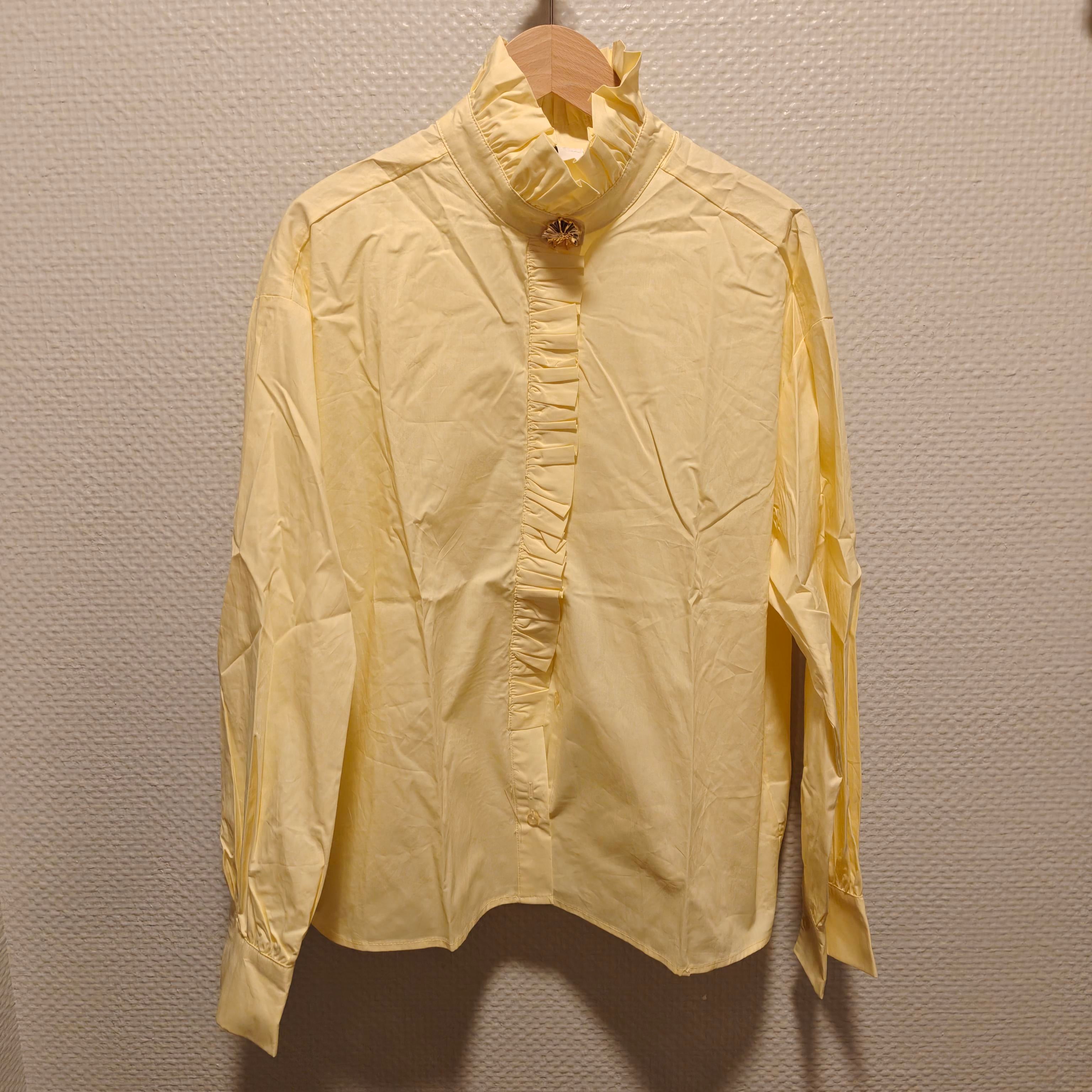 Löwenstein Skjorte Stribet Stående Krave Gul