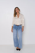 Place Du Jour JUNE Jeans Lynlås Wide Denim Blå