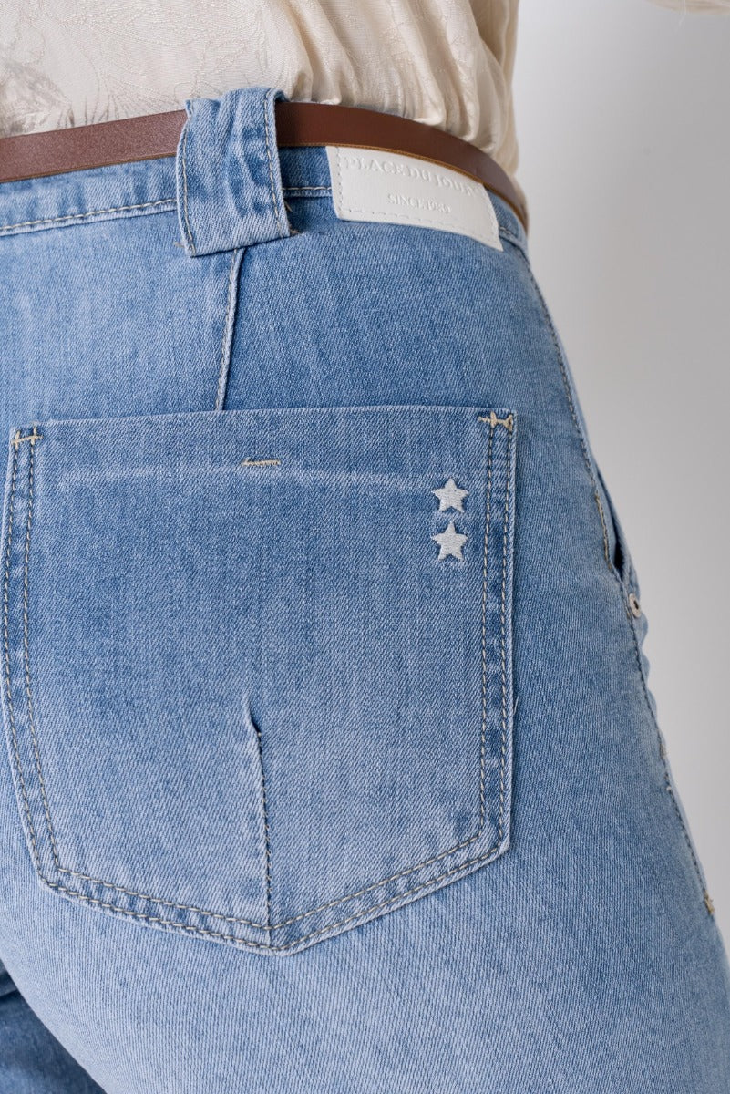 Place Du Jour JUNE Jeans Lynlås Wide Denim Blå