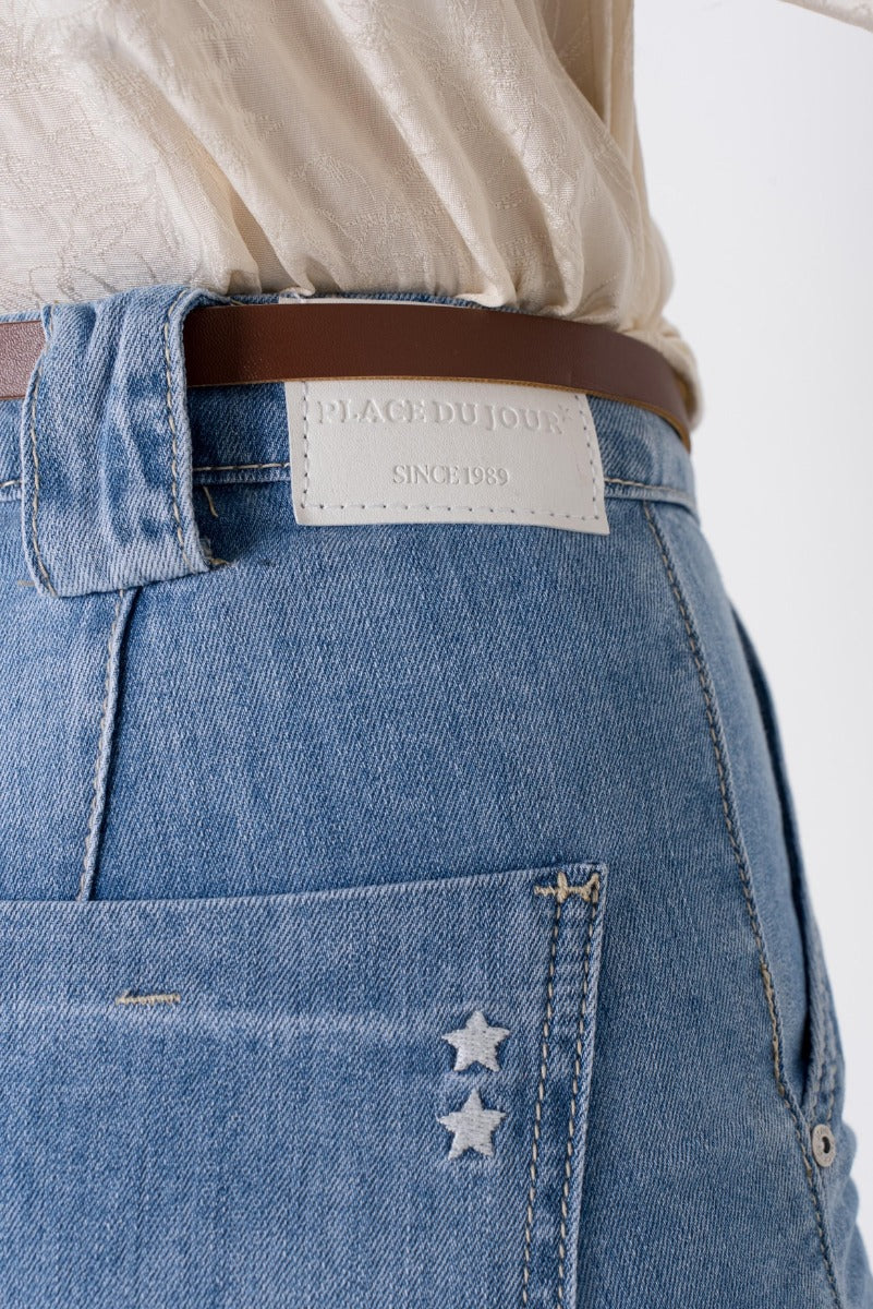 Place Du Jour JUNE Jeans Lynlås Wide Denim Blå