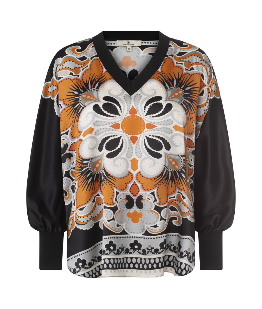 Charlotte Sparre CONNIE Bluse V-Rib Sort