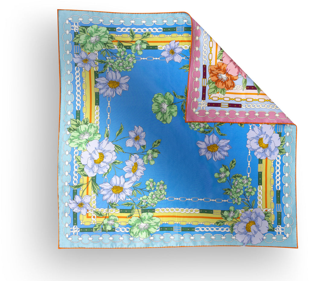 Charlotte Sparre FLEUR DE CHAIN Tørklæde 65x65 Cobalt Blå