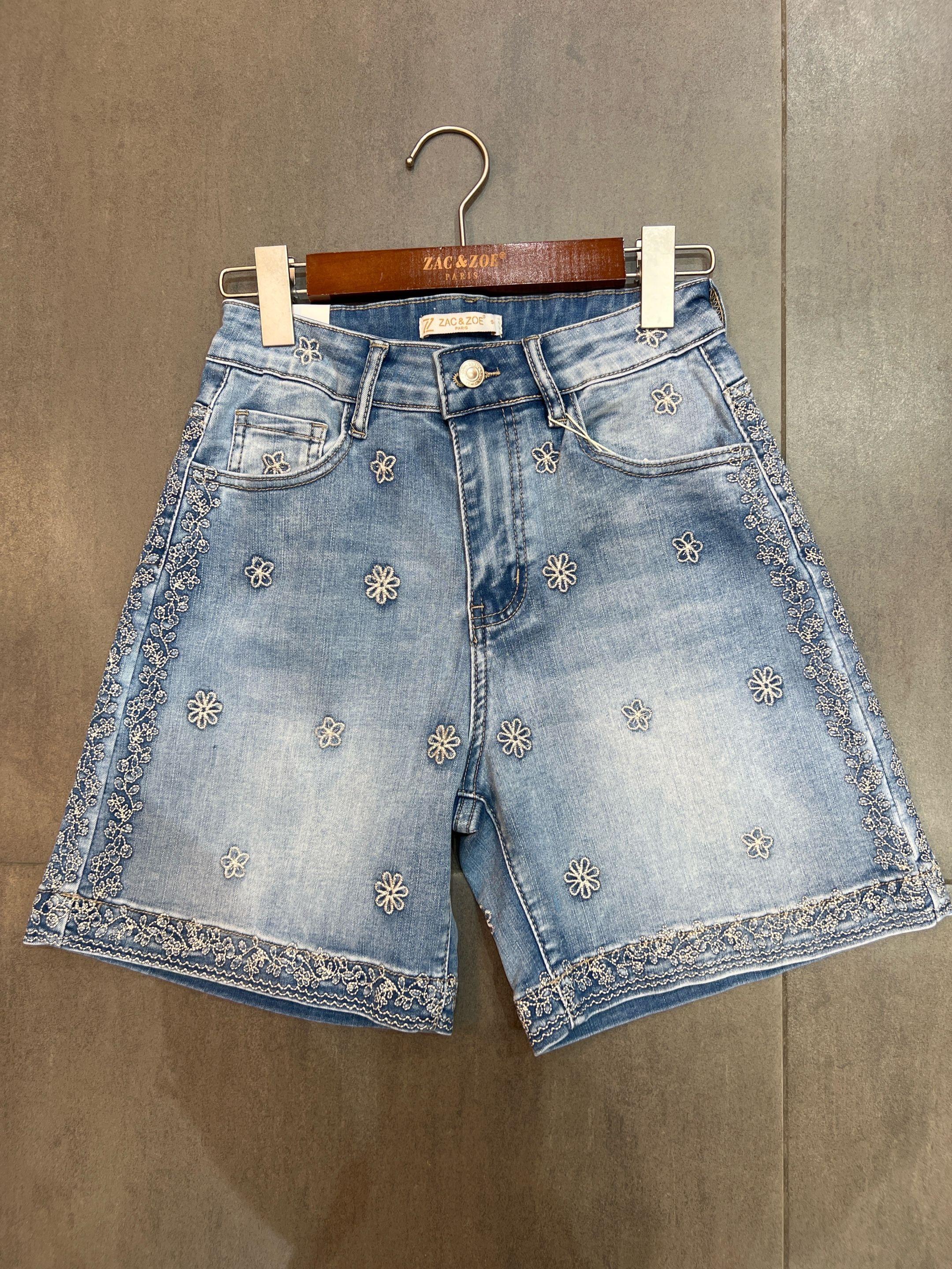 Zac & Zoe Shorts Blomster Denim Blå