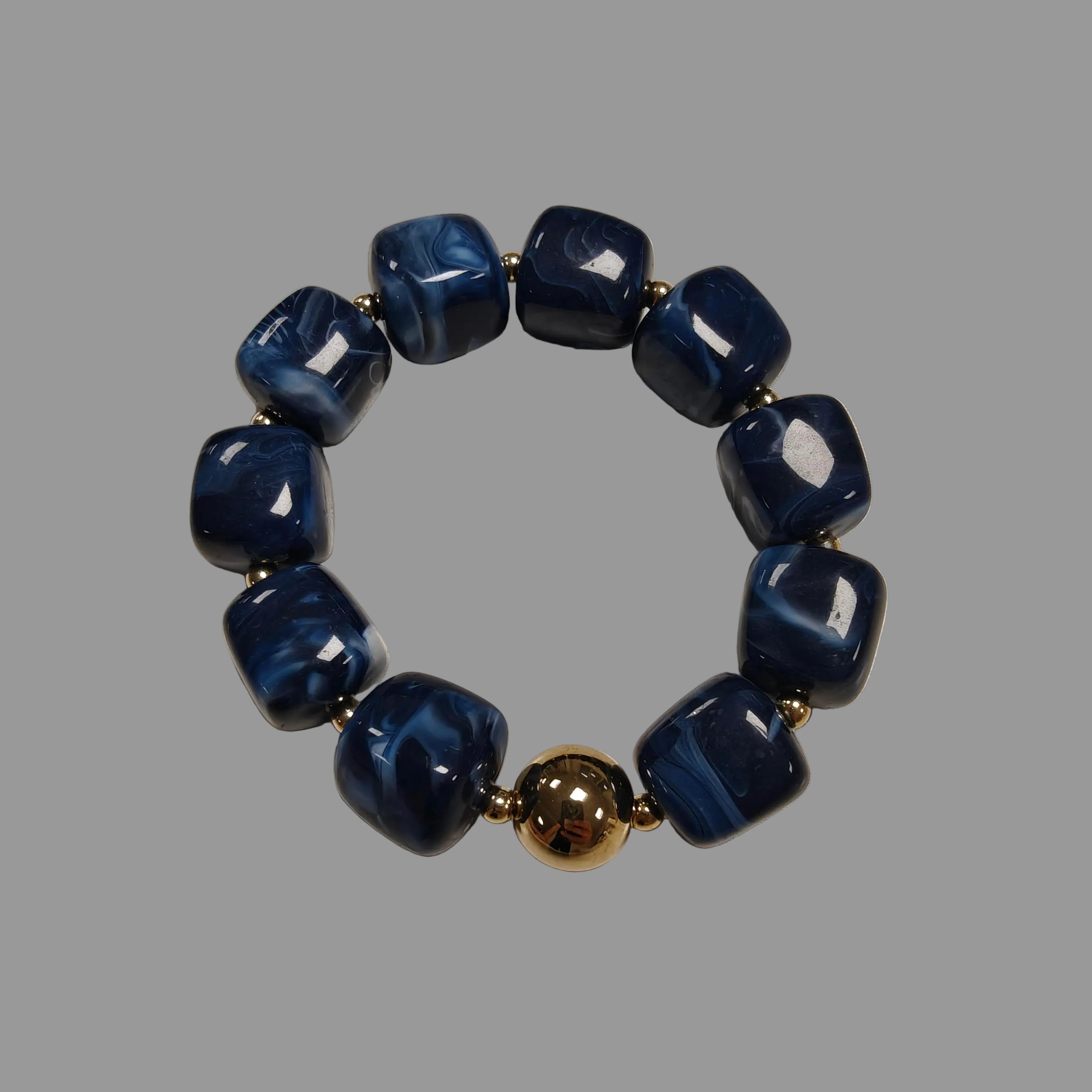Löwenstein Armbånd Sten Square Marble Deep Blå