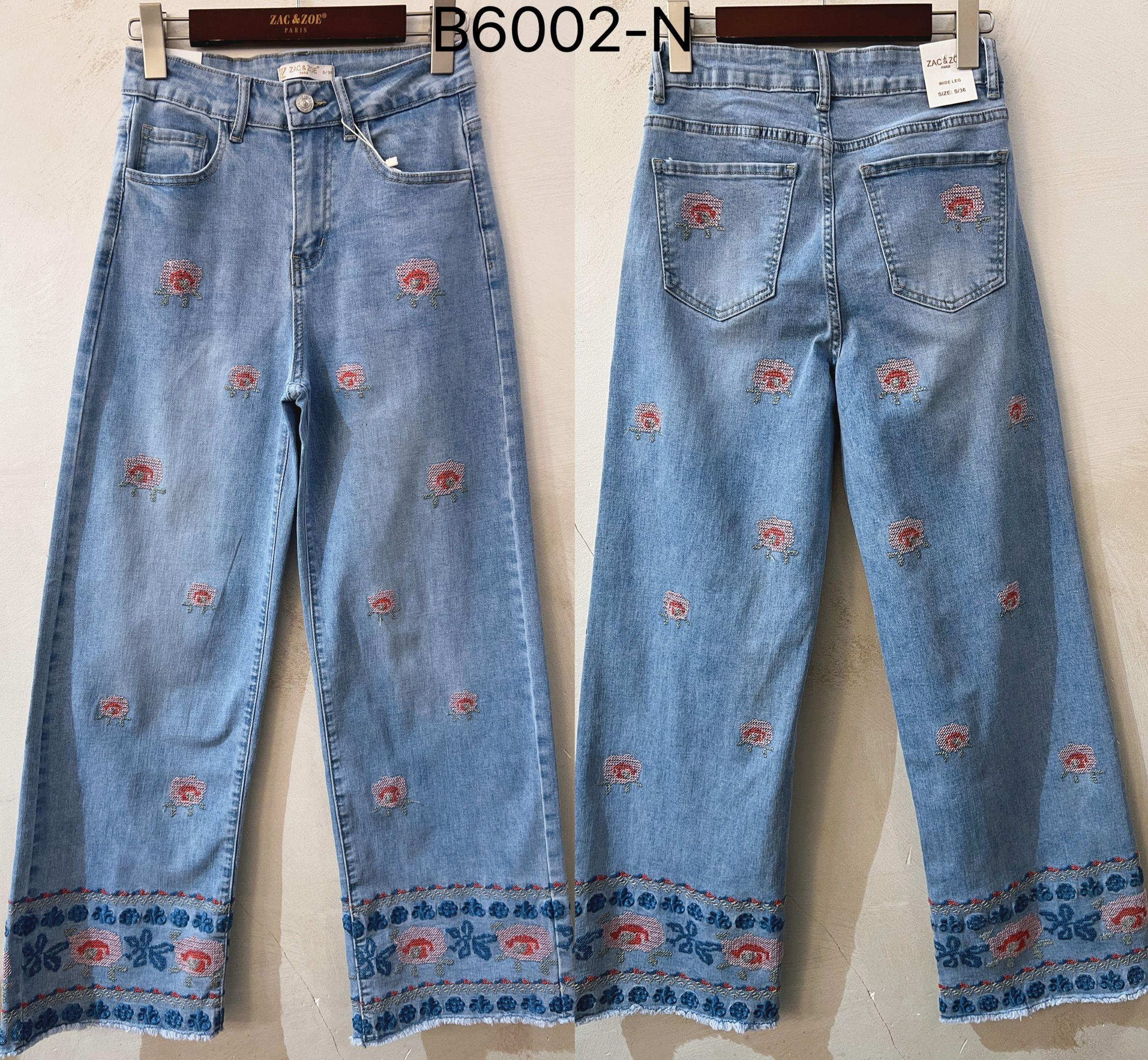 Zac & Zoe Jeans Blomster Broderi Denim Blå
