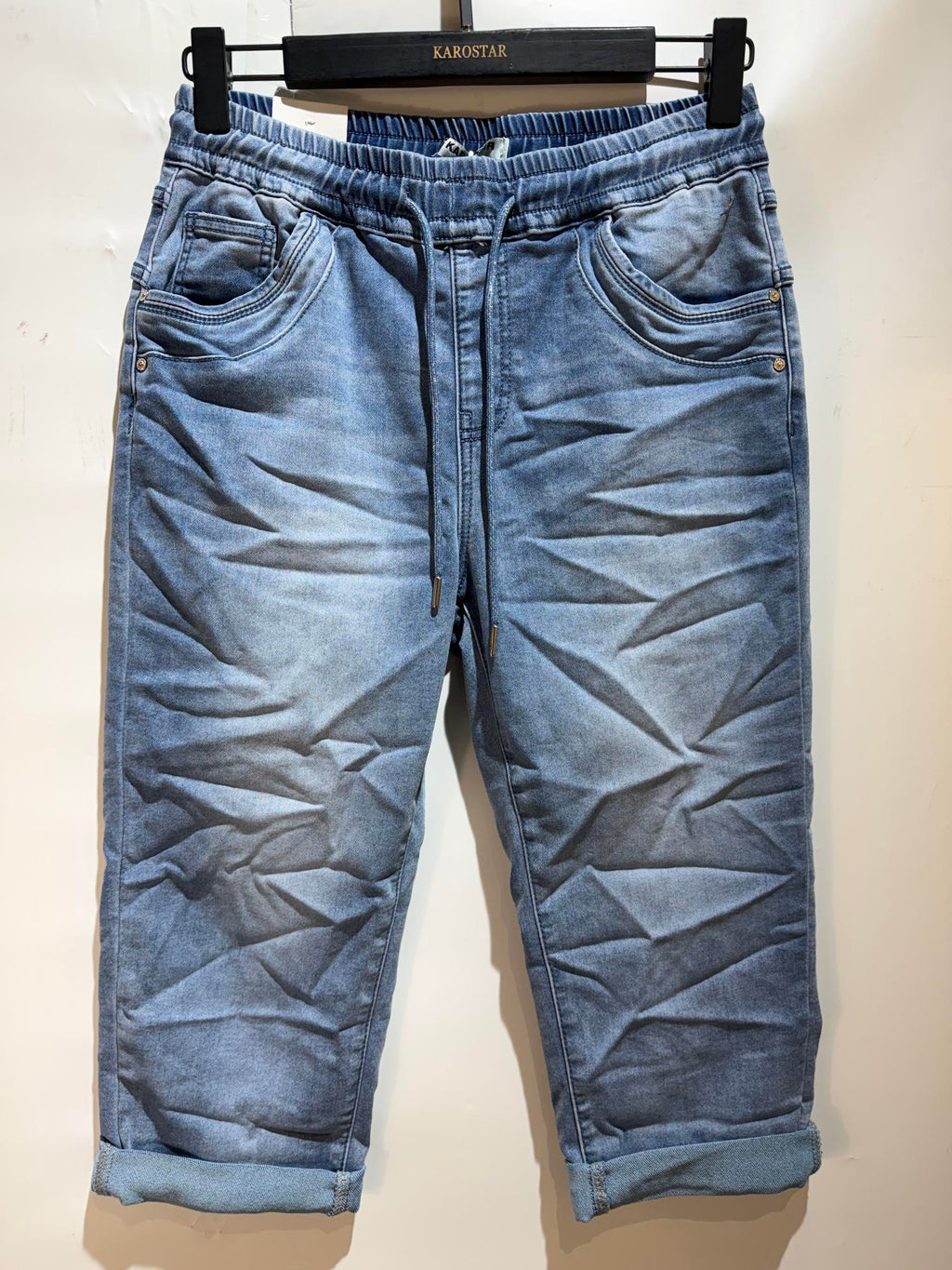 Karostar SUM Capri Elastik Snørre Denim Blå