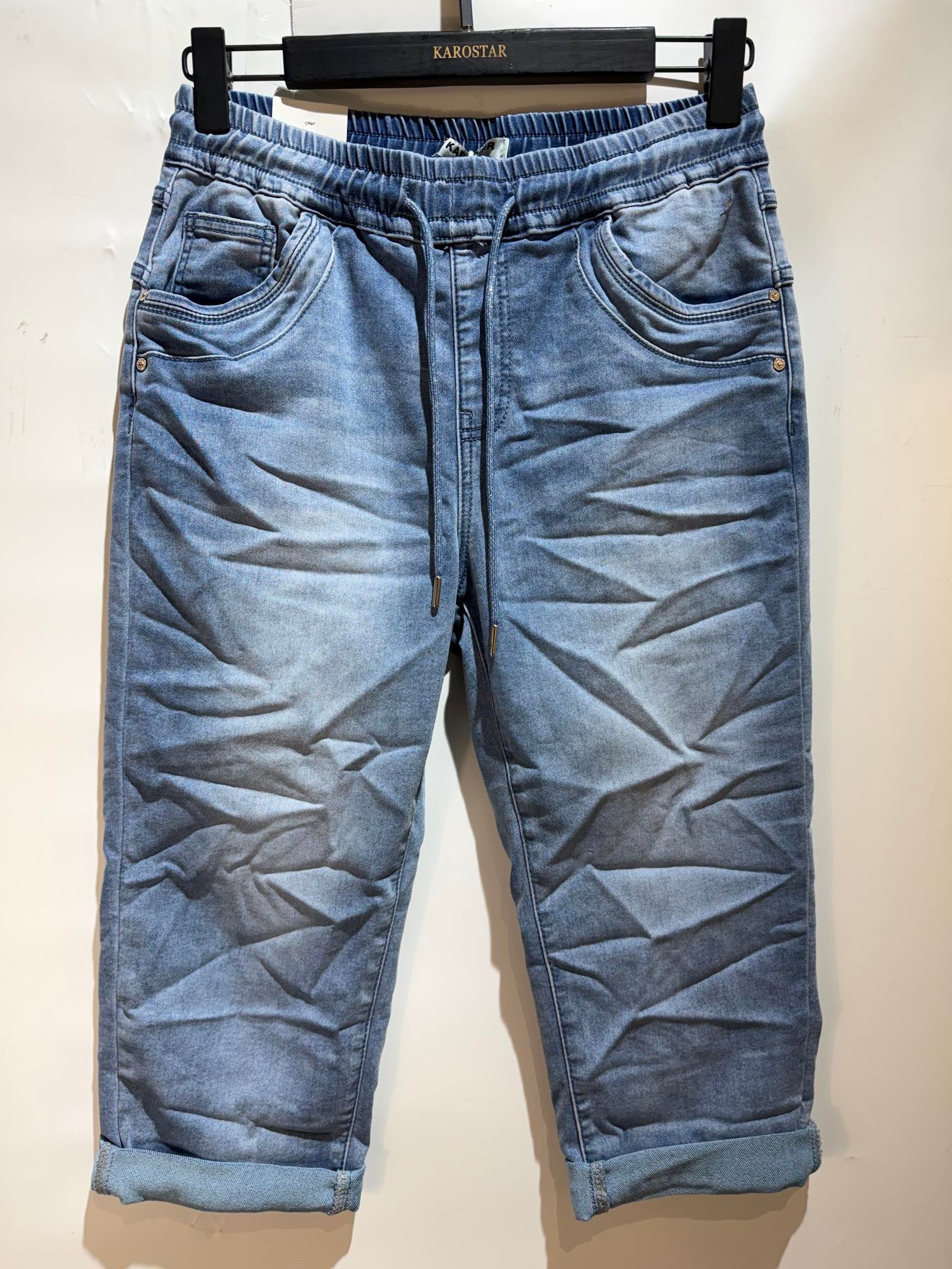Karostar SUM Capri Elastik Snørre Denim Blå