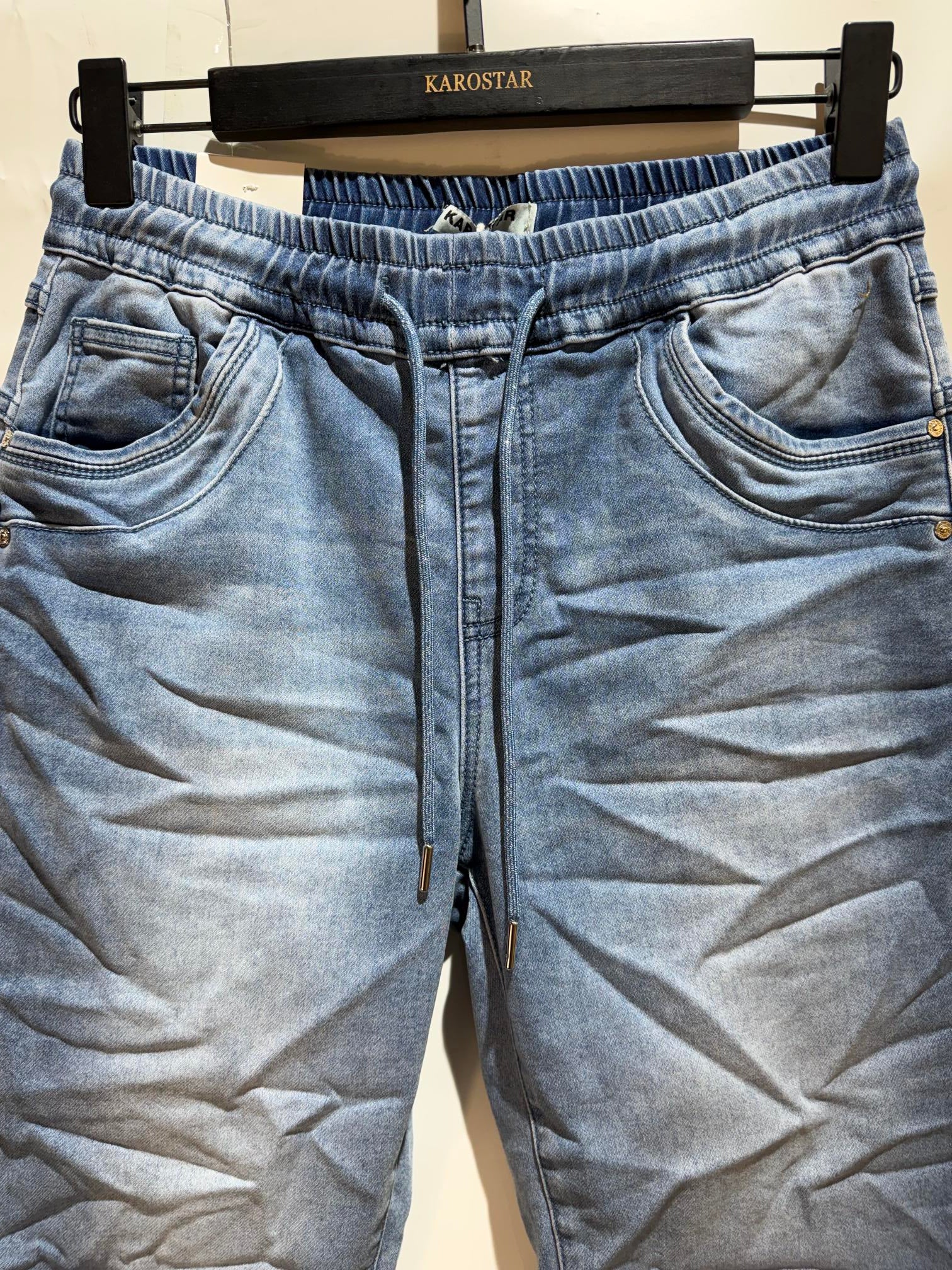 Karostar SUM Capri Elastik Snørre Denim Blå