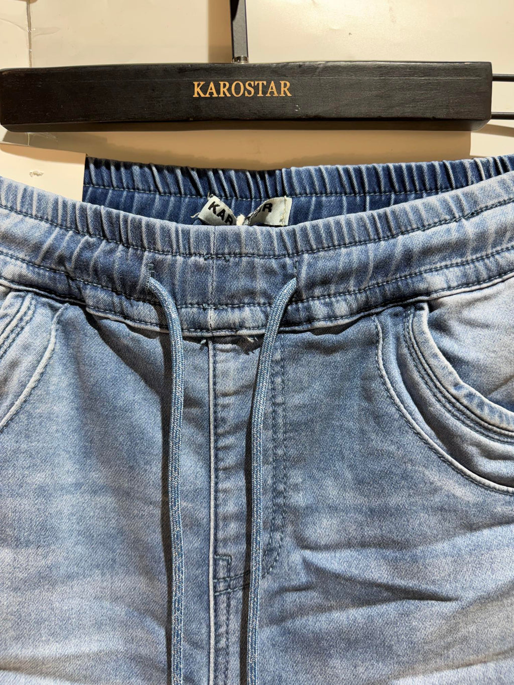Karostar SUM Capri Elastik Snørre Denim Blå