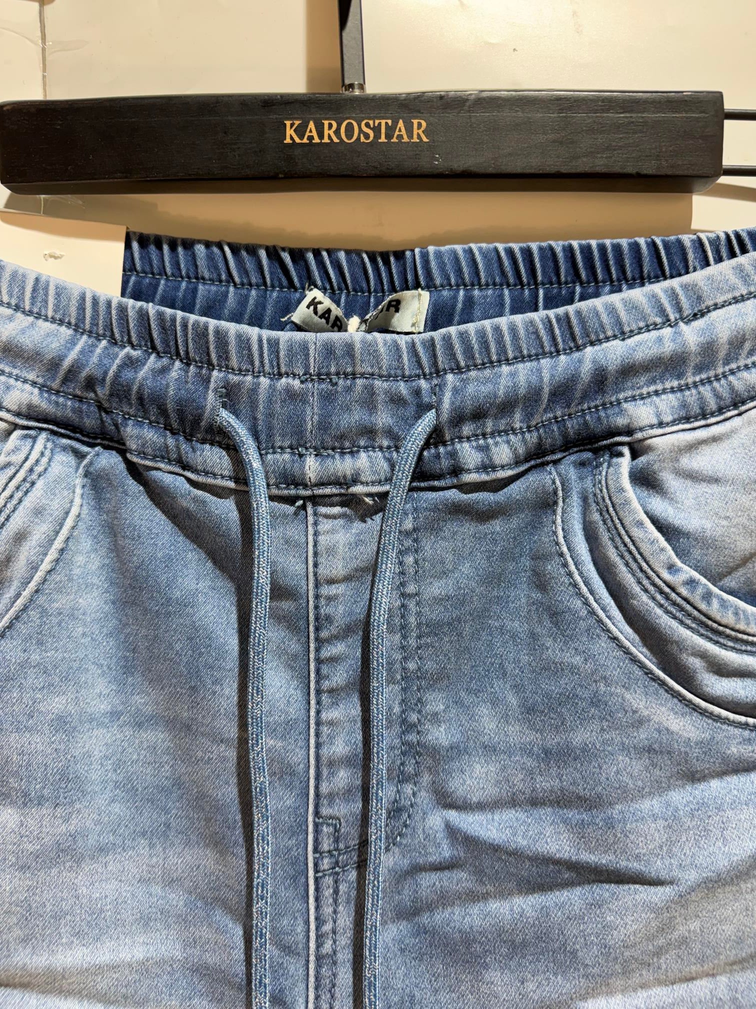 Karostar SUM Capri Elastik Snørre Denim Blå