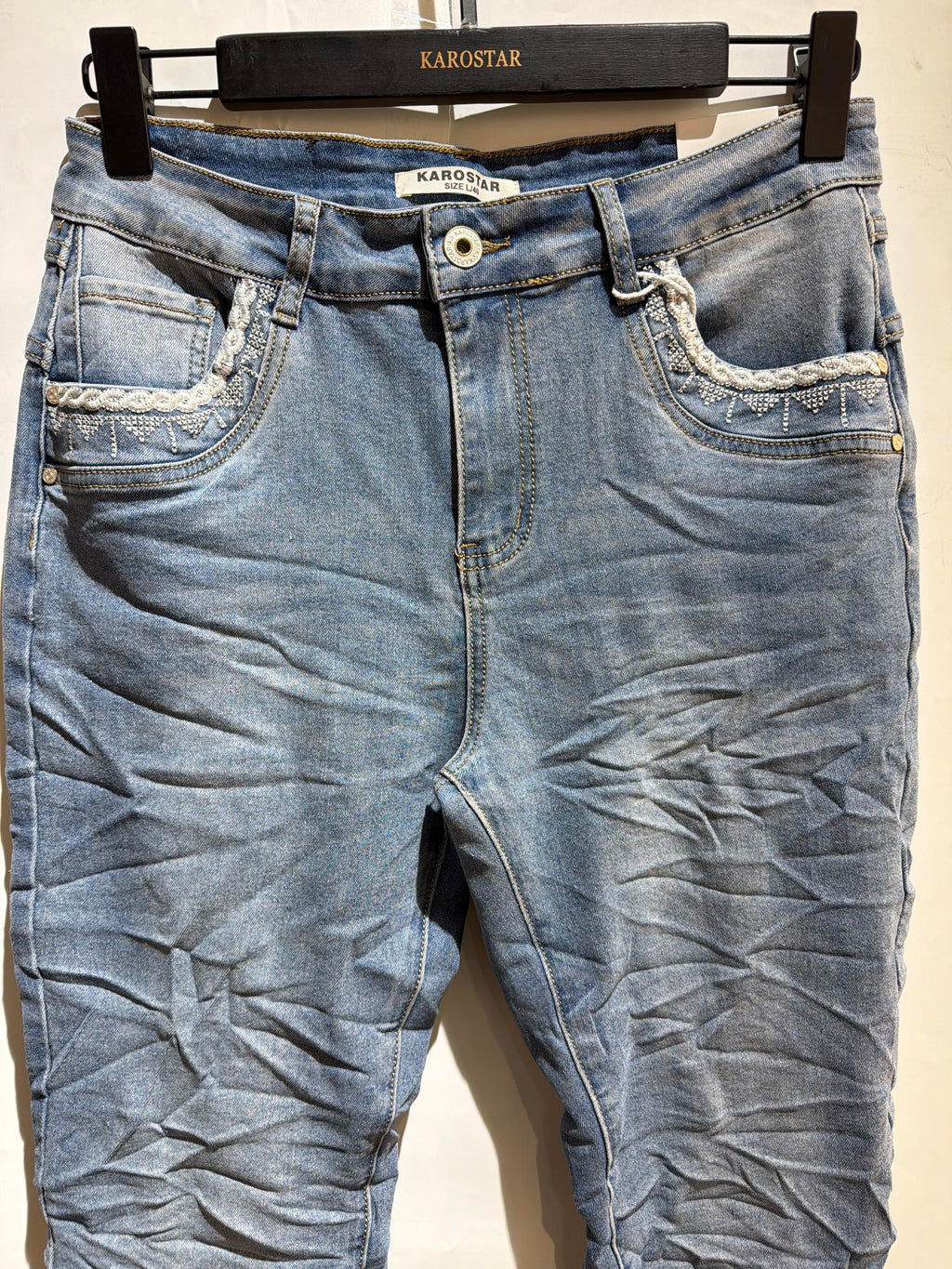Karostar SUM Jeans Lomme Broderi Denim Blå