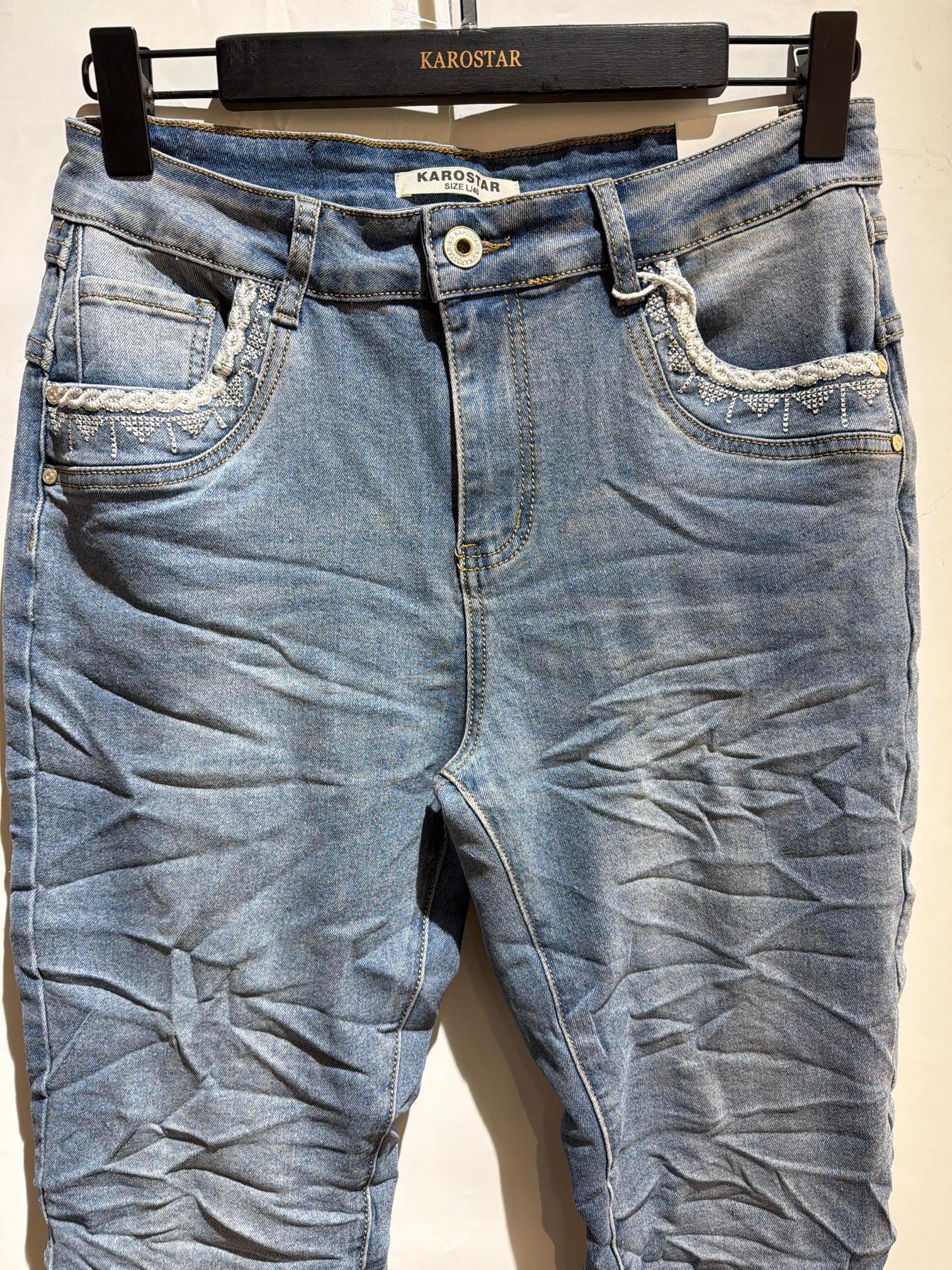 Karostar SUM Jeans Lomme Broderi Denim Blå