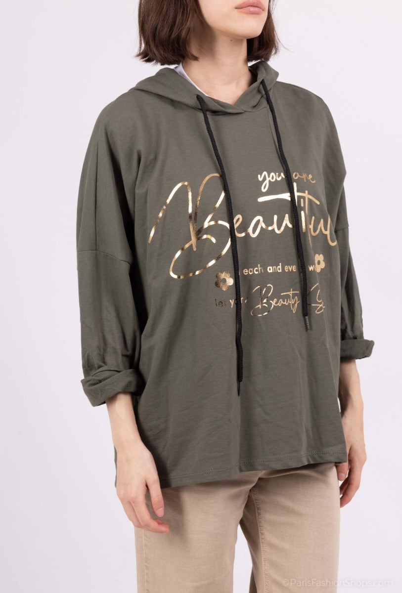 Löwenstein YOU ARE BEAUTIFUL Sweatshirt Kaki Grøn Onesize