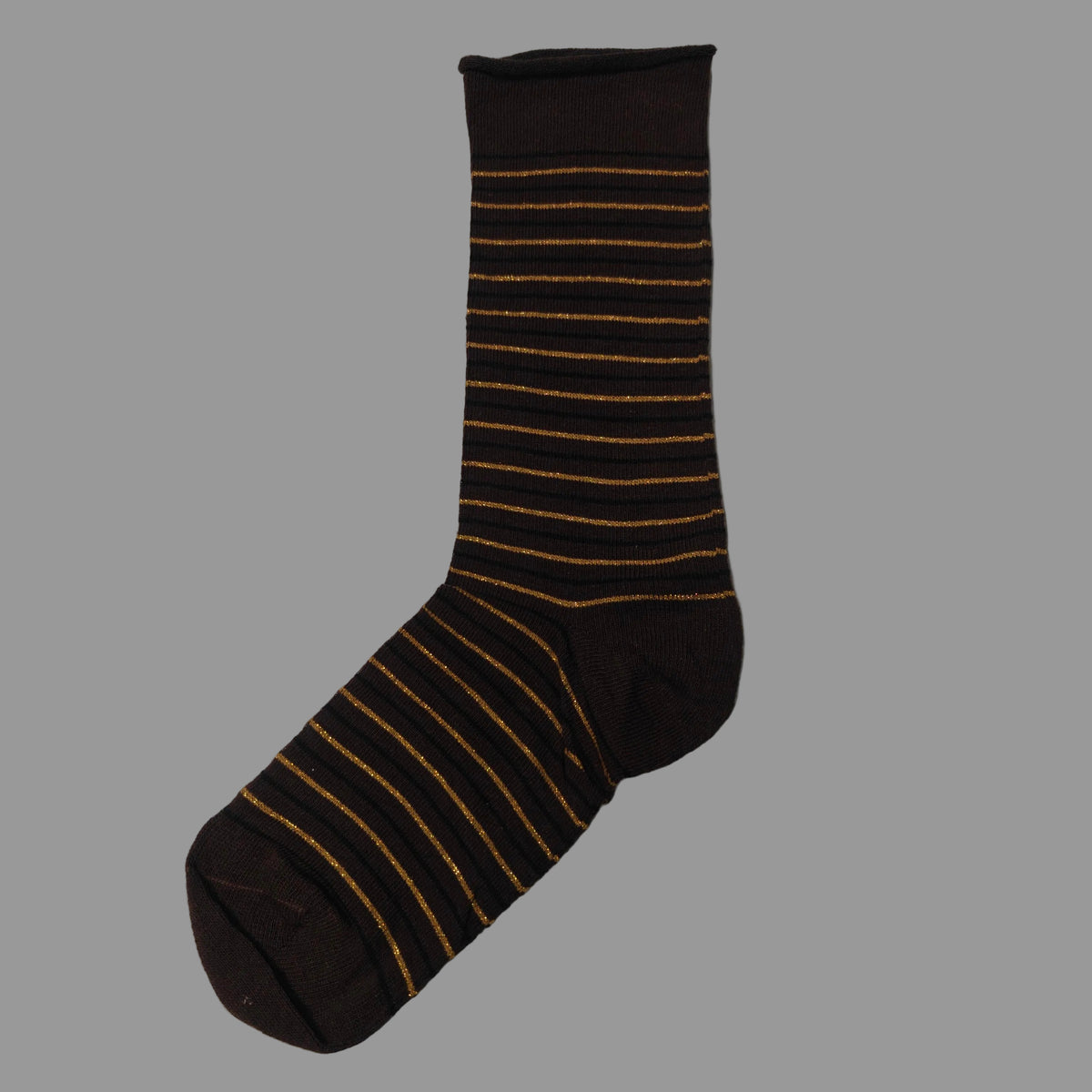 DECOY Ankelsok Fine Knit Striber Brun Guld