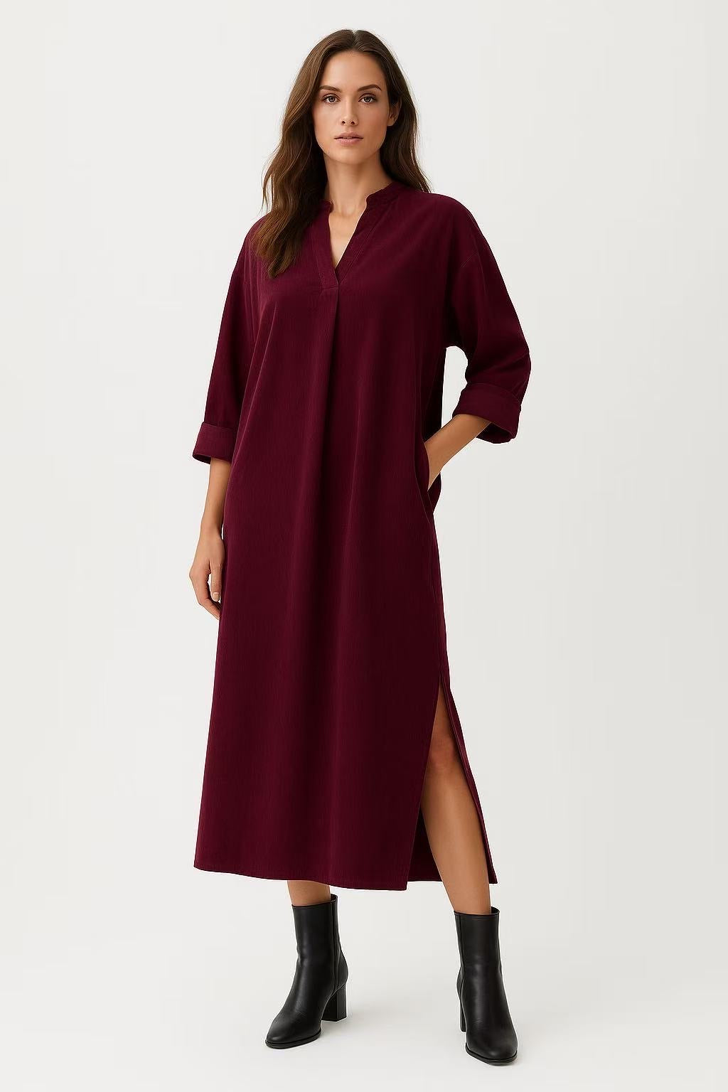 Löwenstein BELLA Kjole Lang Fløjl Lommer Bordeaux   Onesize