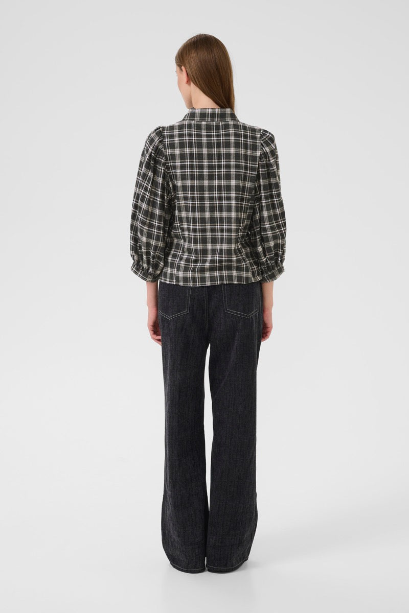 Karen By Simonsen Belis Frosty Bluse Thunderstorm Check Grå