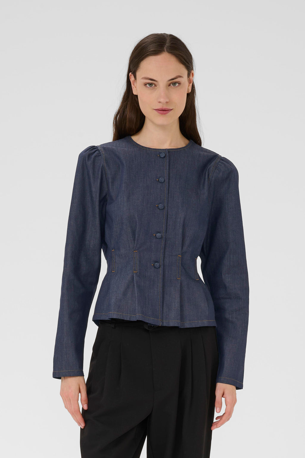 Karen By Simonsen Drew Bluse Denim Blå