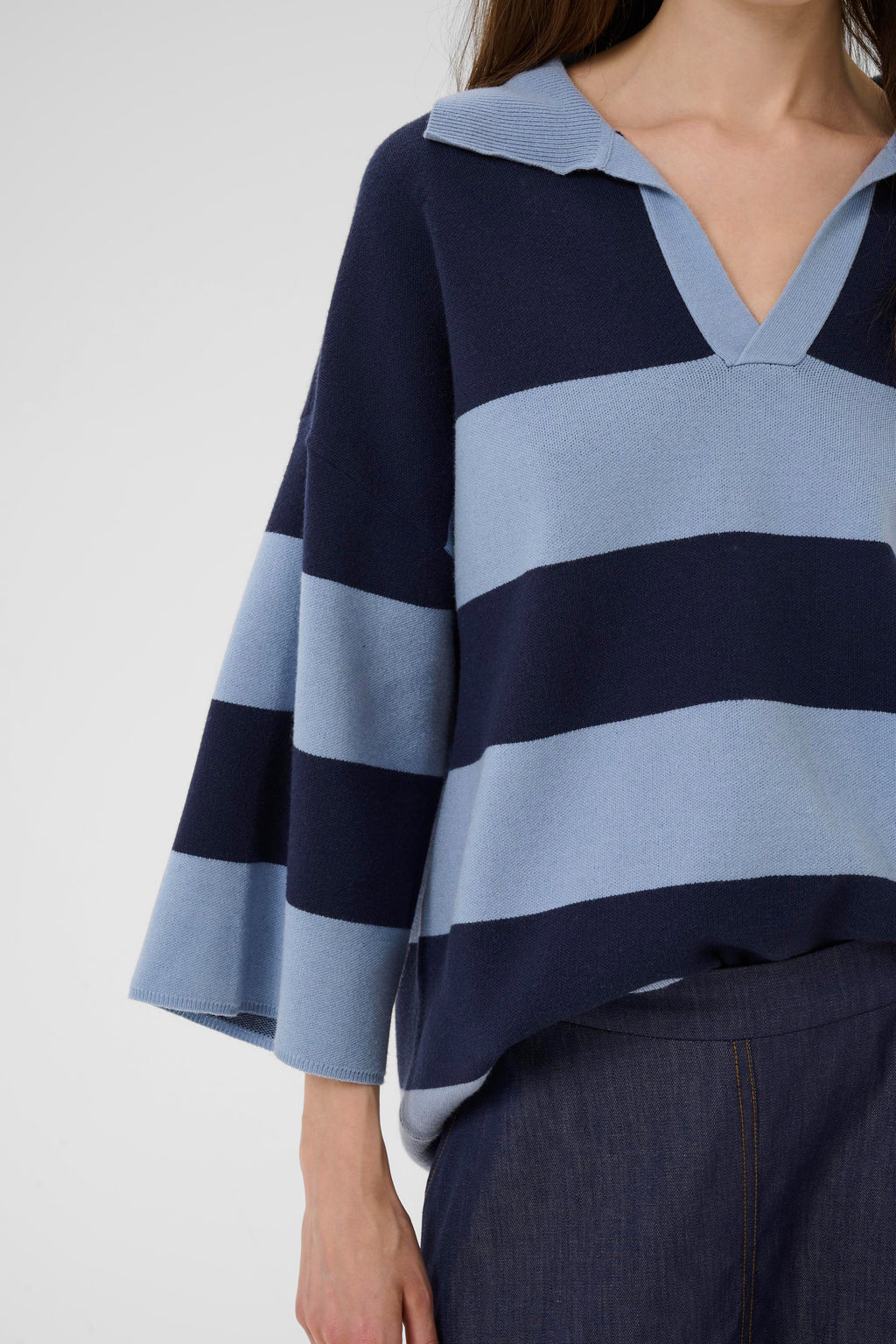 Karen By Simonsen Diana Doddie Polo T-shirt Stribet Ombre Blå