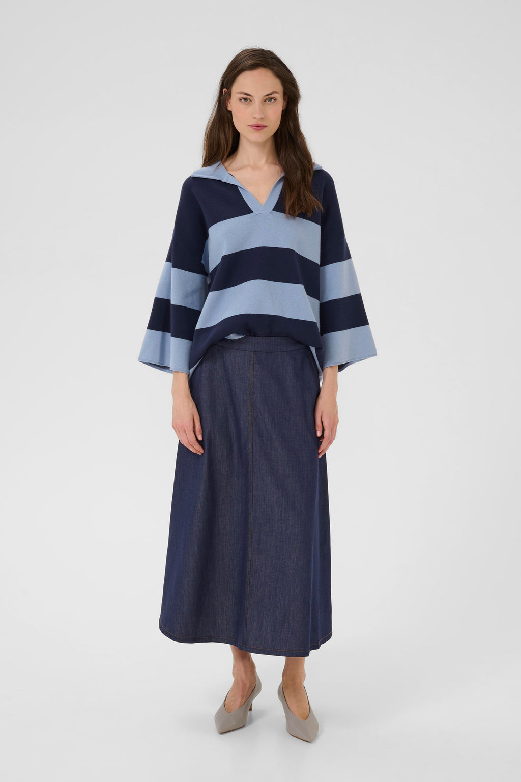 Karen By Simonsen Diana Doddie Polo T-shirt Stribet Ombre Blå