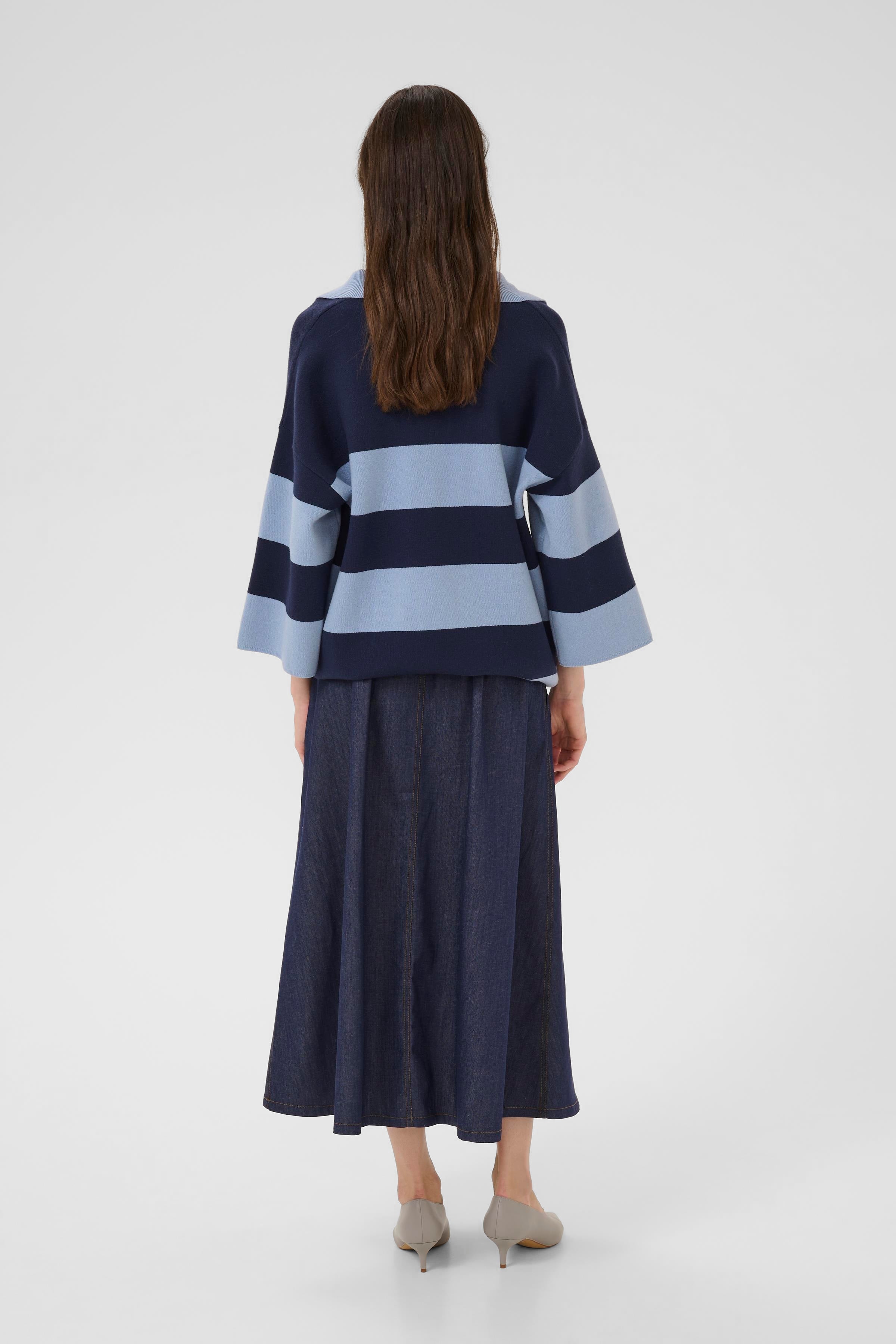 Karen By Simonsen Diana Doddie Polo T-shirt Stribet Ombre Blå