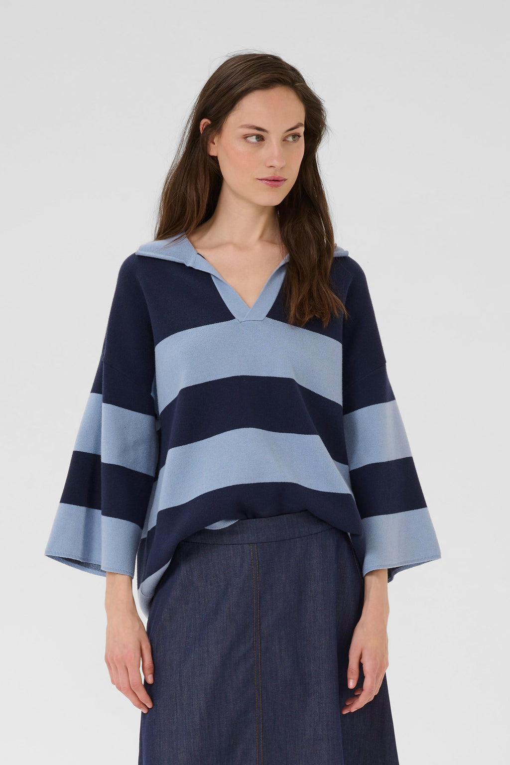 Karen By Simonsen Diana Doddie Polo T-shirt Stribet Ombre Blå