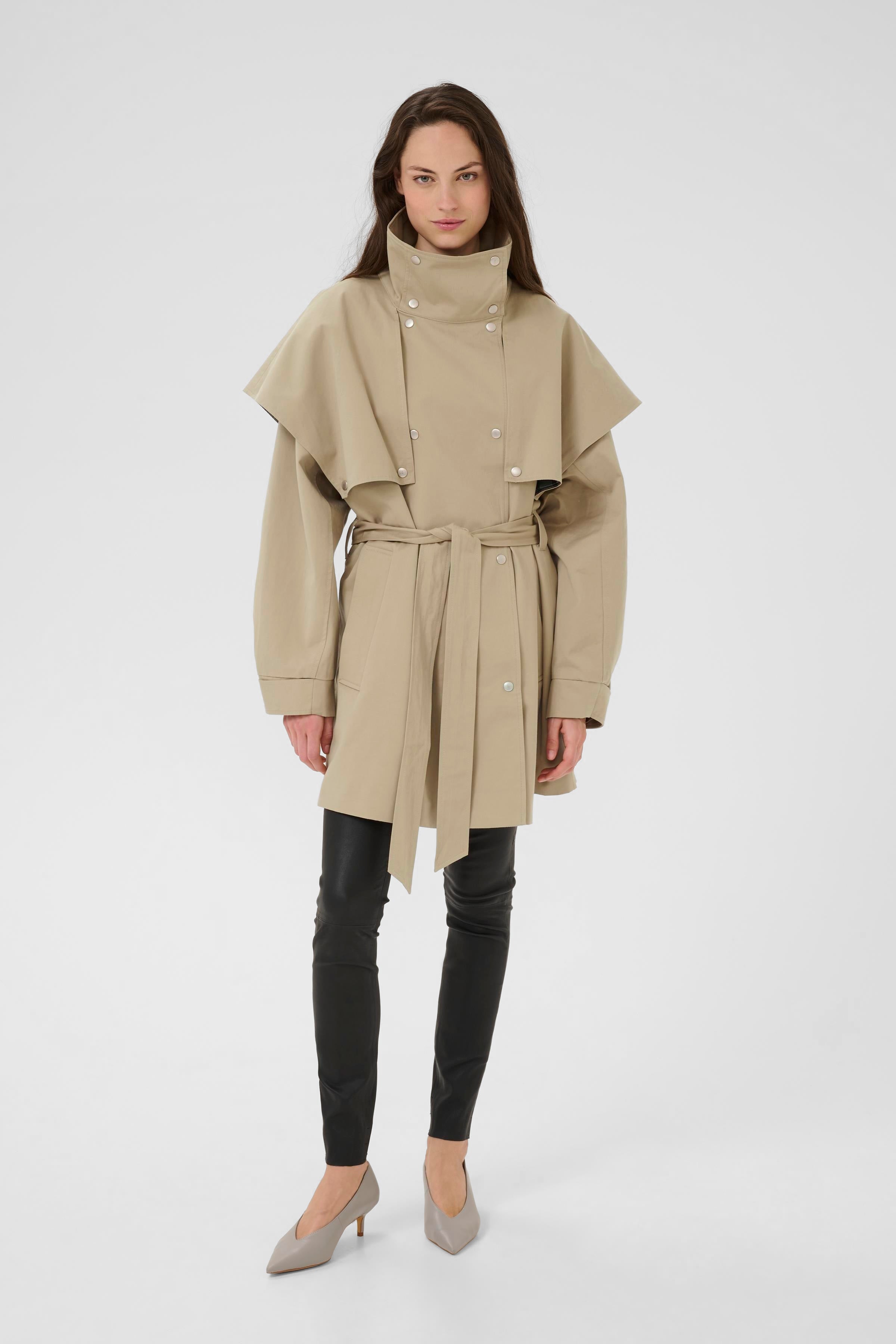 Karen By Simonsen Dana Trenchcoat Chinchilla Sand