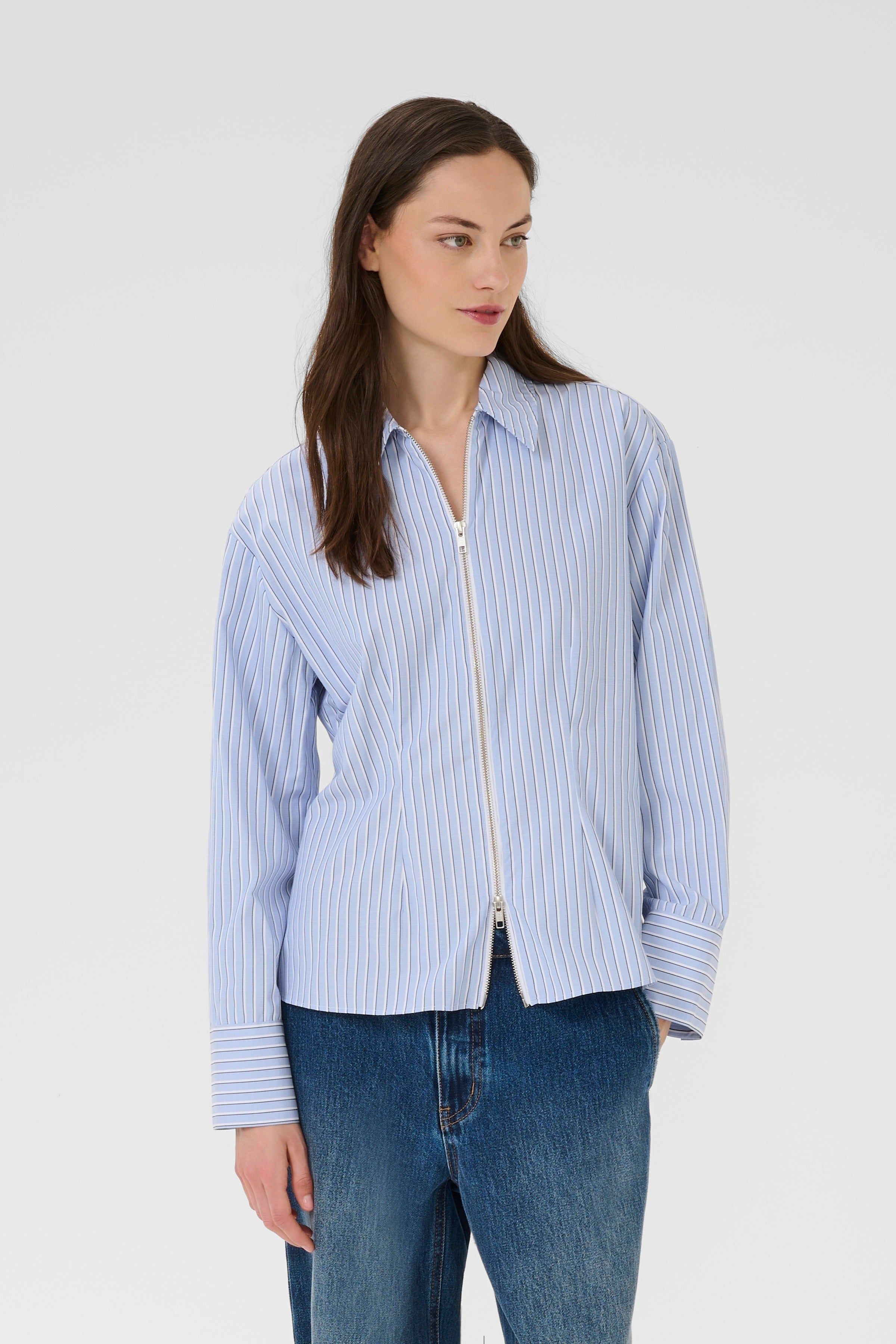 Karen By Simonsen Danielle Skjorte Stribet Subdued Blå