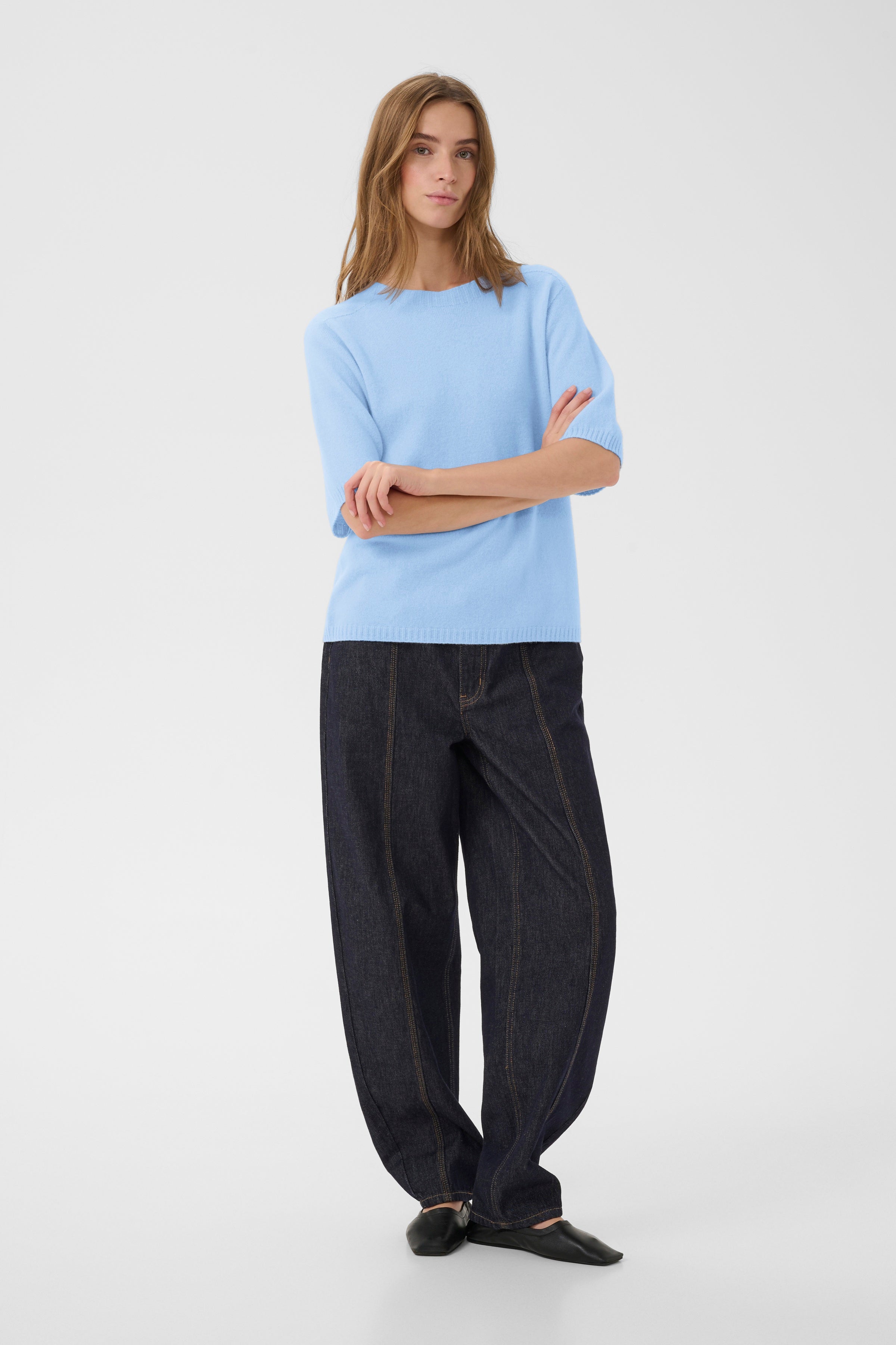 Karen By Simonsen Etta Pullover O Neck Chambray Blå