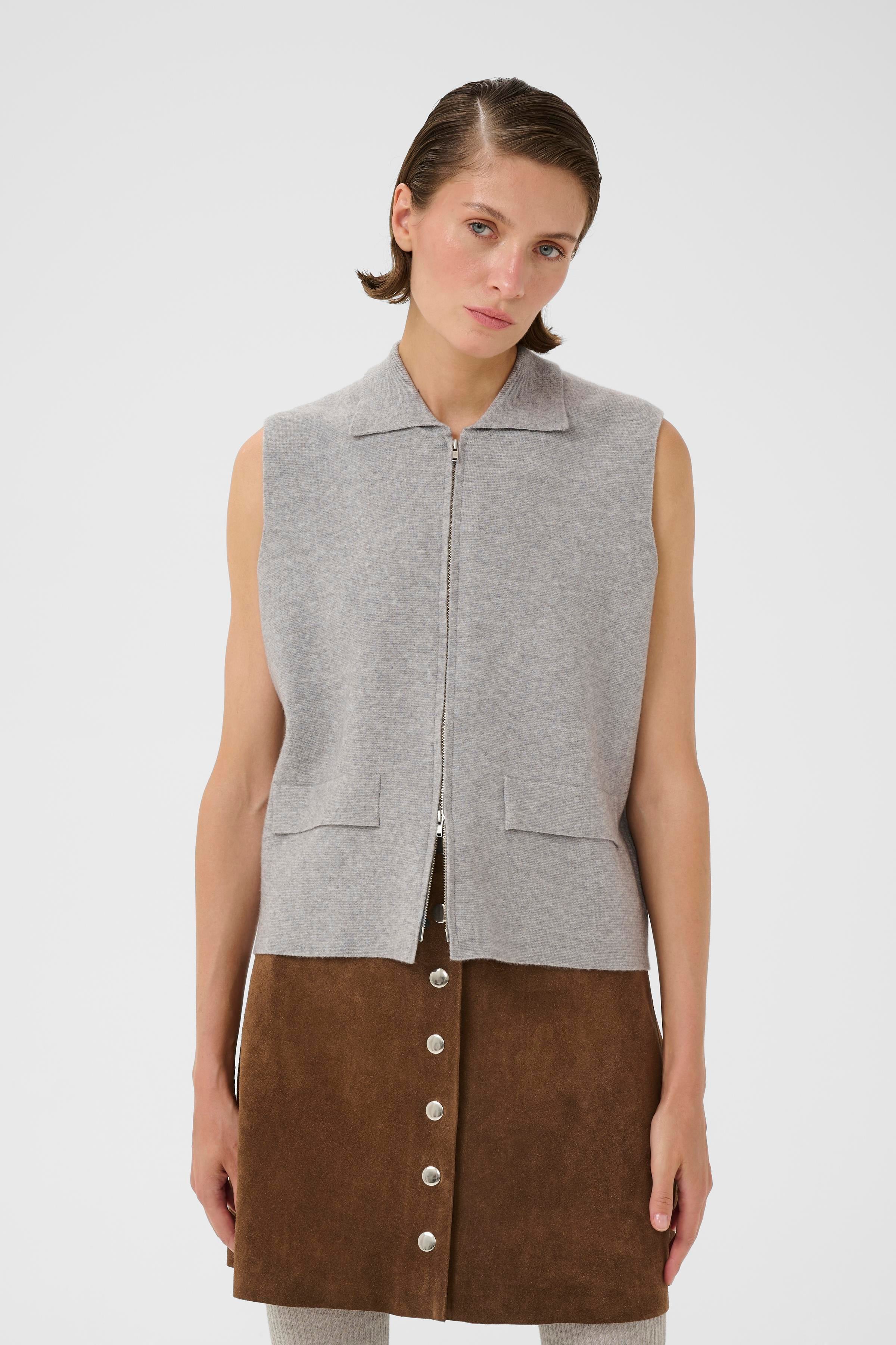 KAFFE Elvina Vest Light Grå