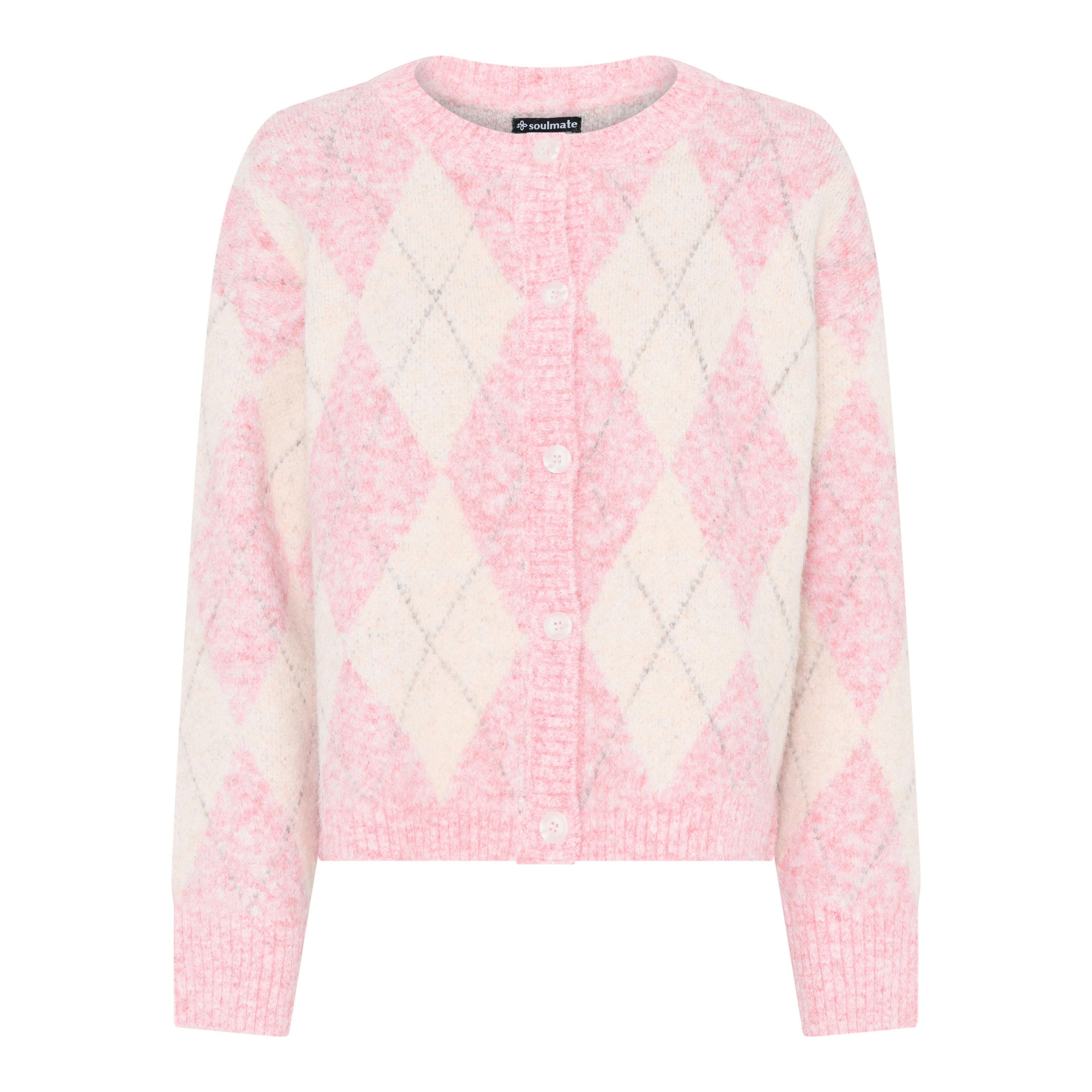 Soulmate Cece 3 Strik Cardigan Rosa