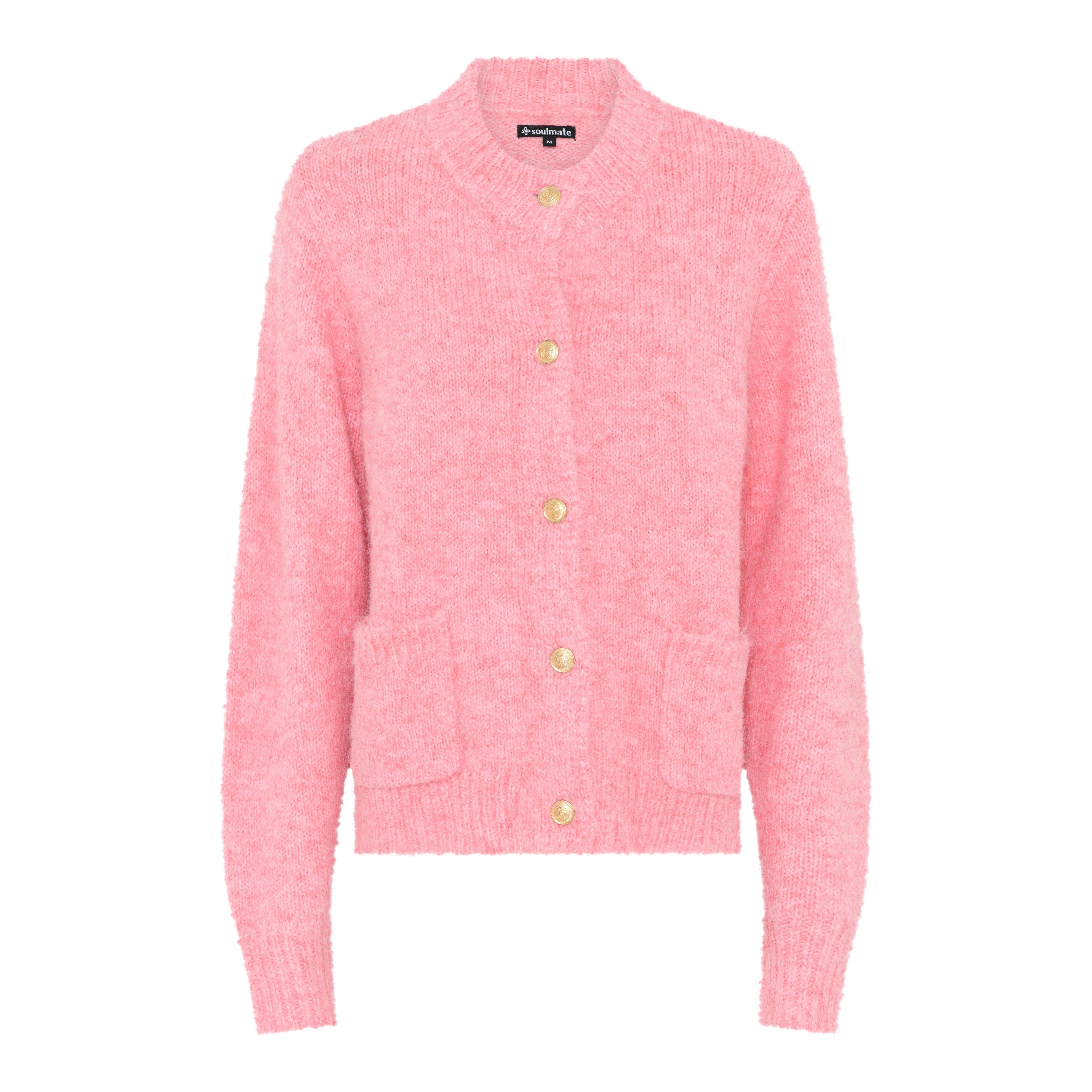 Soulmate Cece 4 Strik Cardigan Pink