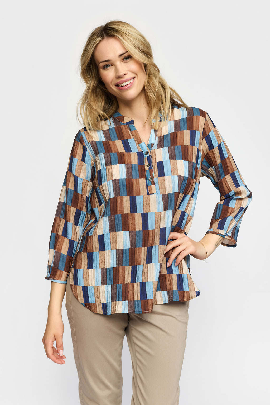 2 Biz Amoa Bluse Square Brun