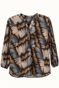 2 Biz Amoa Bluse Brun Blå