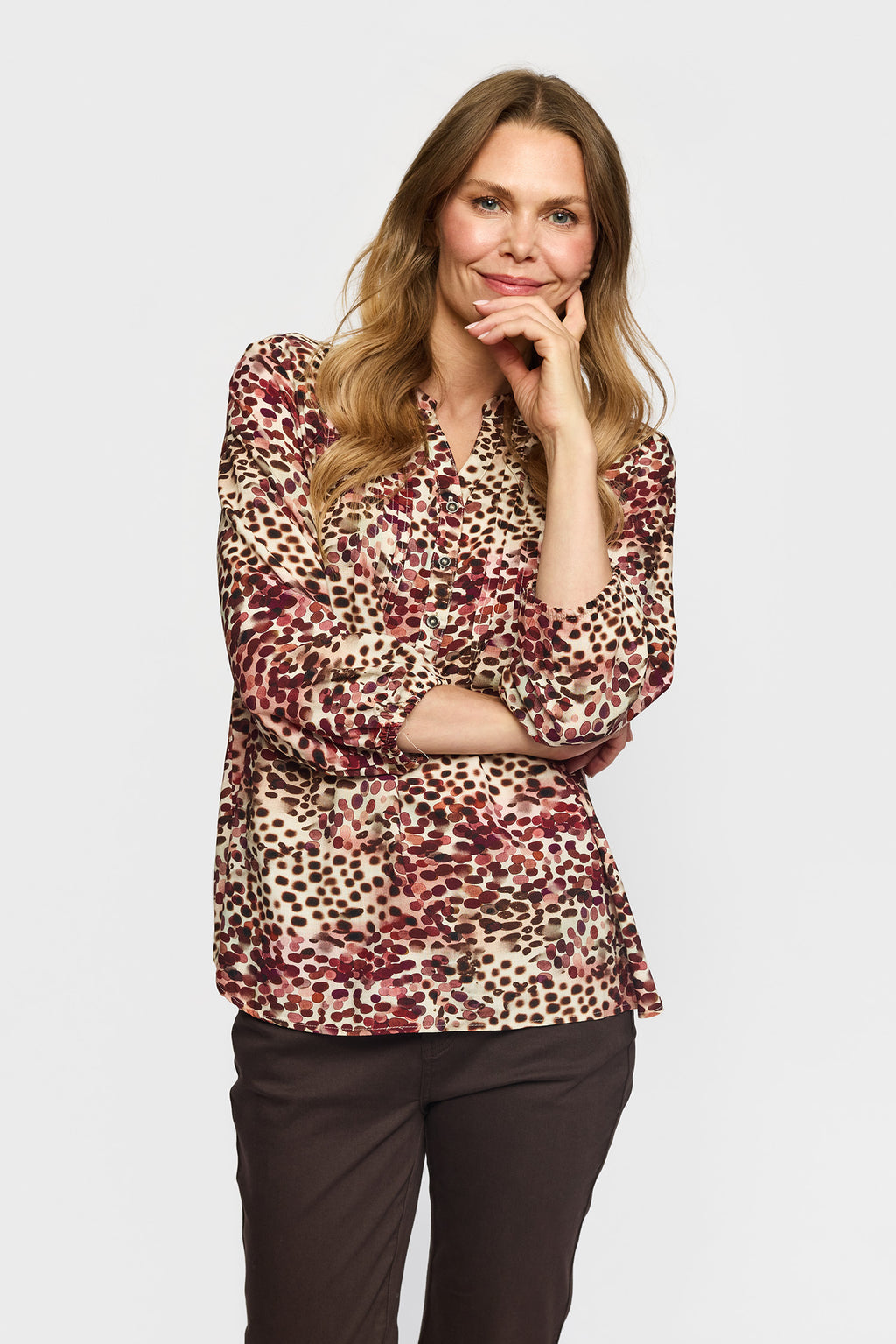 2 Biz Dorte Bluse Prikker Wine Rød