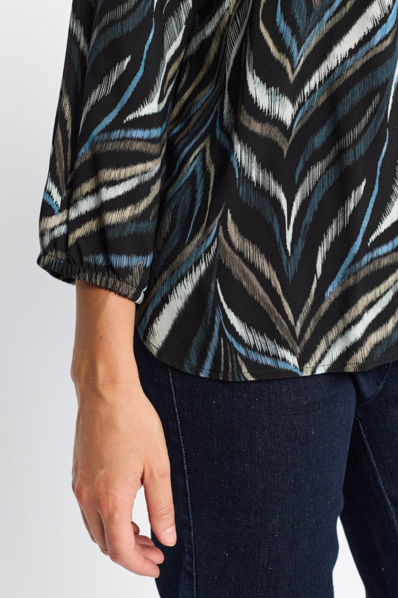 2 Biz Dorte Bluse Blå Brun