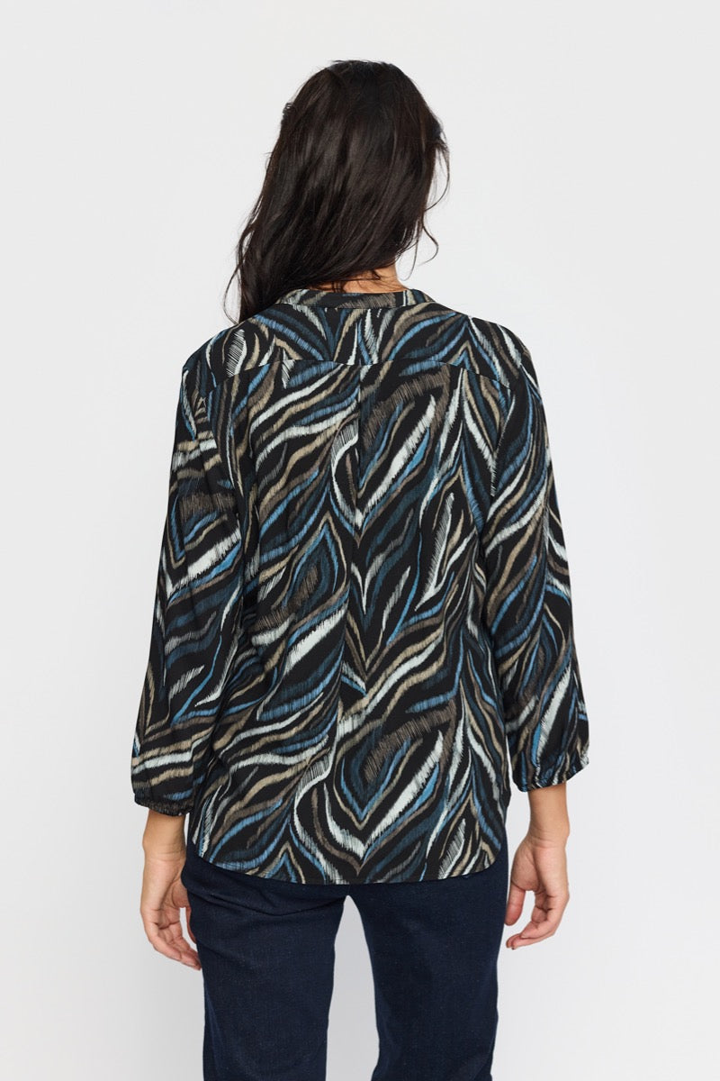 2 Biz Dorte Bluse Blå Brun